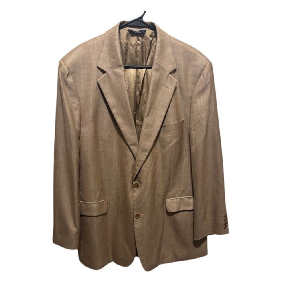 346 Brooks Brothers Silk Wool Plaid Blazer Sport Coat Suit Jacket 46 L Brown Tan